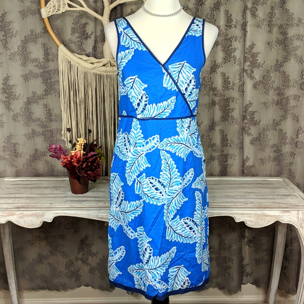 Chadwicks blue palm sleeveless dress